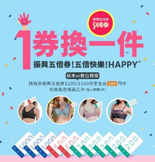EASY SHOP國民內衣店全台門市祭出”一券換一件”活動優惠 搶攻2021振興五倍券商機