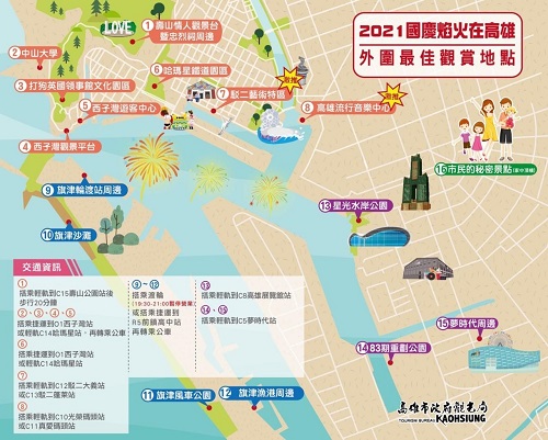 國慶焰火15大最佳觀賞點全攻略曝光 觀光局呼籲：賞焰火搭乘公共運輸、全程戴口罩