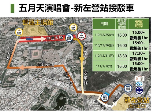 世運主場館五月天「好好好想見到你」4場演唱會，請搭乘捷運前往