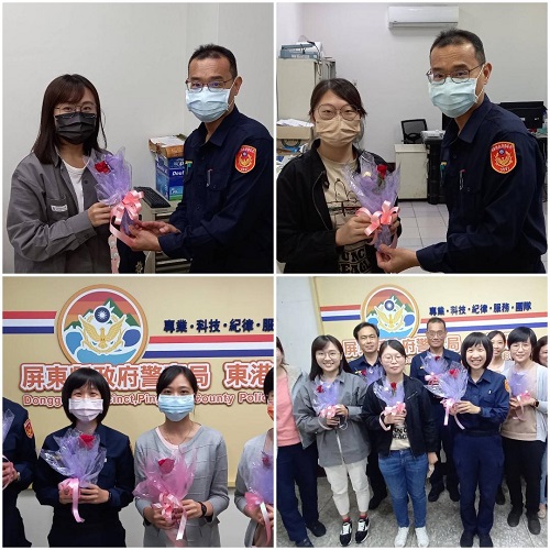 女力最棒 東港分局分局長張世儒 帶著玫瑰花祝福到小琉球