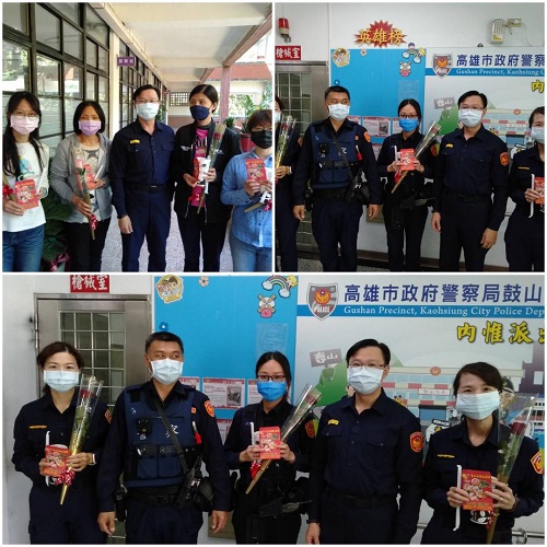 歡慶國際婦女節 鼓警分局長蔡鴻文送花、飲料還有大樂透1