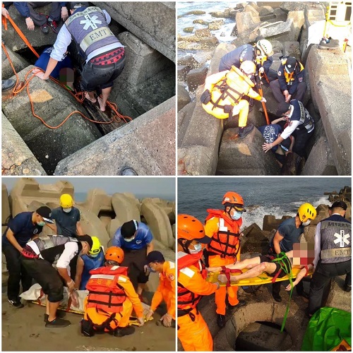 高雄彌陀漯底海堤消波塊發現遺體 海巡警消協力處置
