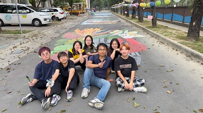 封街創作大顯身手 義守大學攜手屏東鹽埔鄉 立體藝術彩繪成地標1