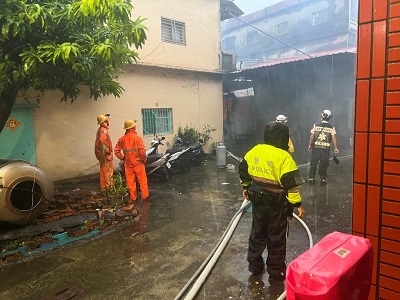 颱風來襲傳火警，警消到場速撲滅
