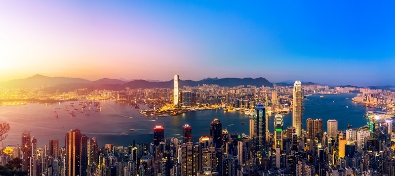 Sunset,In,Victoria,Harbor,Hong,Kong,Lookout,From,The,Peak