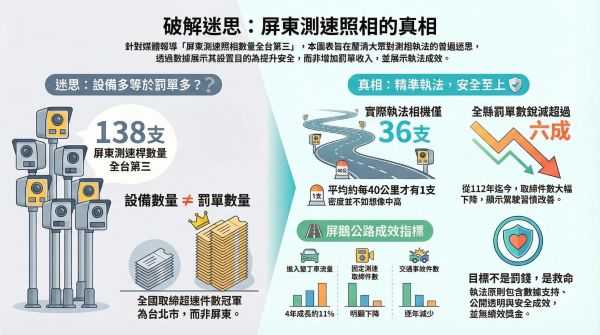 屏東縣測速照相數量138處名列第3，交通警察隊有話說3