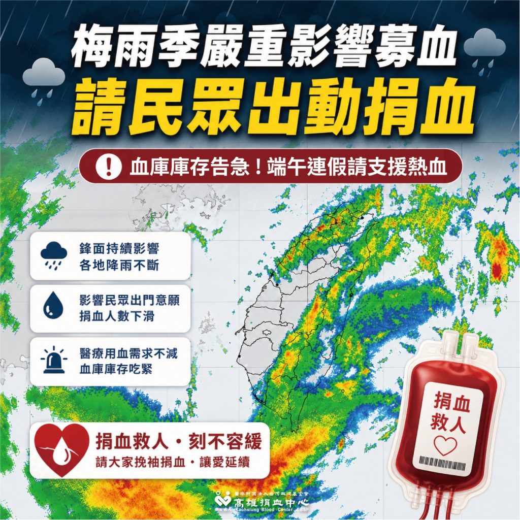 連日大雨重創血庫 南部醫療用血亮紅燈1