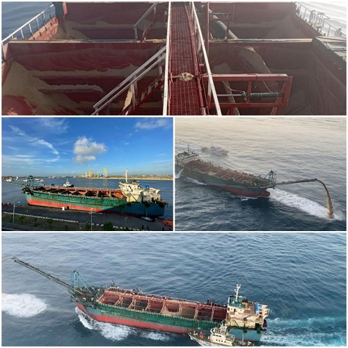 不畏疫情阻撓，海巡執法艦隊拂曉出擊 成功查扣台灣灘違法抽砂船