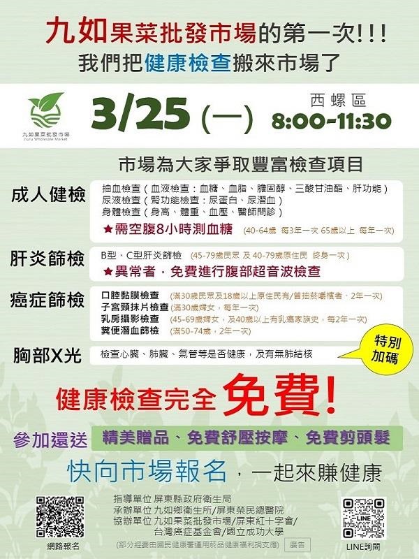 買菜也可賺健康 九如果菜市場辦理免費健康篩檢1